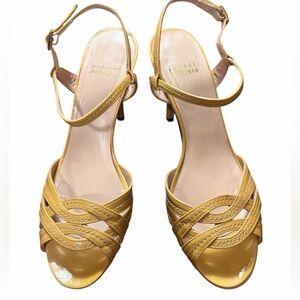 Stuart Weitzman Yellow Leather Strappy Heels
